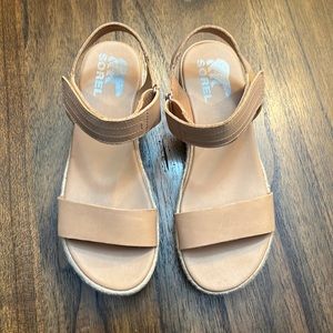 Tan Sorel Wedge Sandals